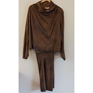 Cato 2 piece set, Jacket and Boot Cut Pants, Micro-suede, brown, size 24W